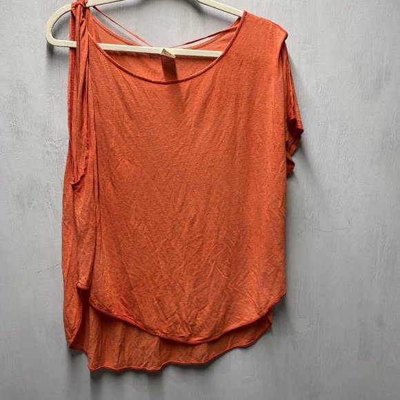 Free People Orange Pluto One Shoulder Tee - Picture 2 of 5
